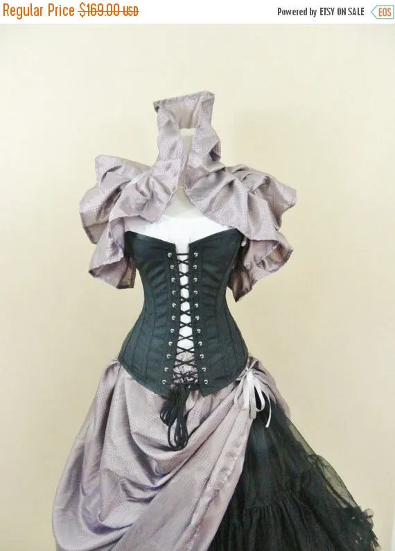 SALE Black Cotton Overbust Lace Front and Back Corset-to fit 29-32" natural waist by AliceAndWillow steampunk buy now online