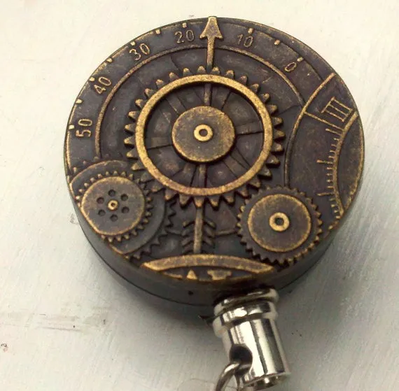 Clockwork HEAVY DUTY Steel Cable Badge Holder by TheCrookedElm steampunk buy now online