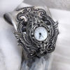 Gothic Watch silver cuff bracelet black rhinestones gothic Jewelry wristwatch women watches mens cuff watch bracelet Wings Analog watch wife by Aranwen steampunk buy now online