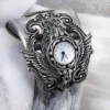 Gothic Watch silver cuff bracelet black rhinestones gothic Jewelry wristwatch women watches mens cuff watch bracelet Wings Analog watch wife by Aranwen steampunk buy now online