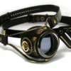 STEAMPUNK MONOGOGGLE and EYEPATCH black leather blackened brass gears Flex Solid Frame /// by MannAndCo steampunk buy now online