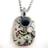 Square Steampunk Watch Gear Pendant Necklace with Black Swarovski Crystals by AvantGardeDesign steampunk buy now online