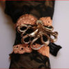 gothic bracelet,gothic strap,copper octopus and salmon lace by ChezCunegonde steampunk buy now online