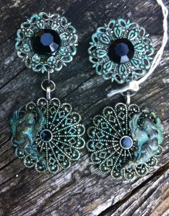 Steampunk Victorian Art Deco Five Eighths Gauge Plug Earrings by TinkersDaughter2015 steampunk buy now online