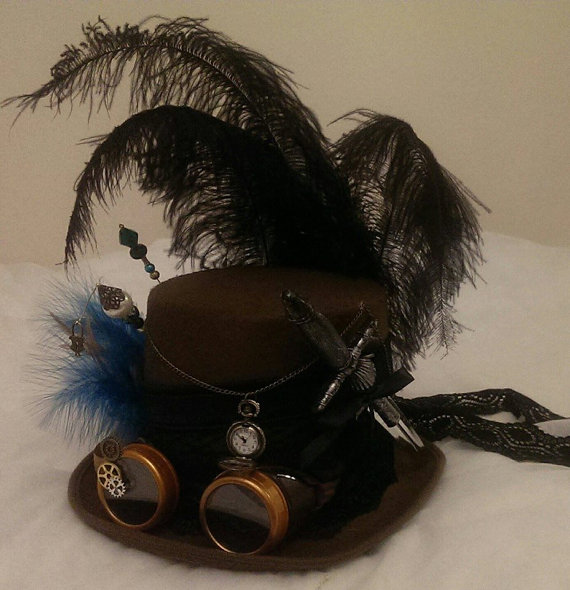Steampunk Festival Western Saloon Girl Victorian Wool/Felt Top Hat Goggles Real Pocket Watch Clocks Lace Cosplay Burning Man Halloween by Mad4Hats steampunk buy now online