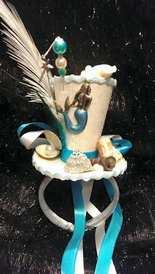 Mermaid Under the Sea Bespoke Mini Top Hat Nautical Shells Pearls Wedding Ascot Cosplay Steampunk by Mad4Hats steampunk buy now online