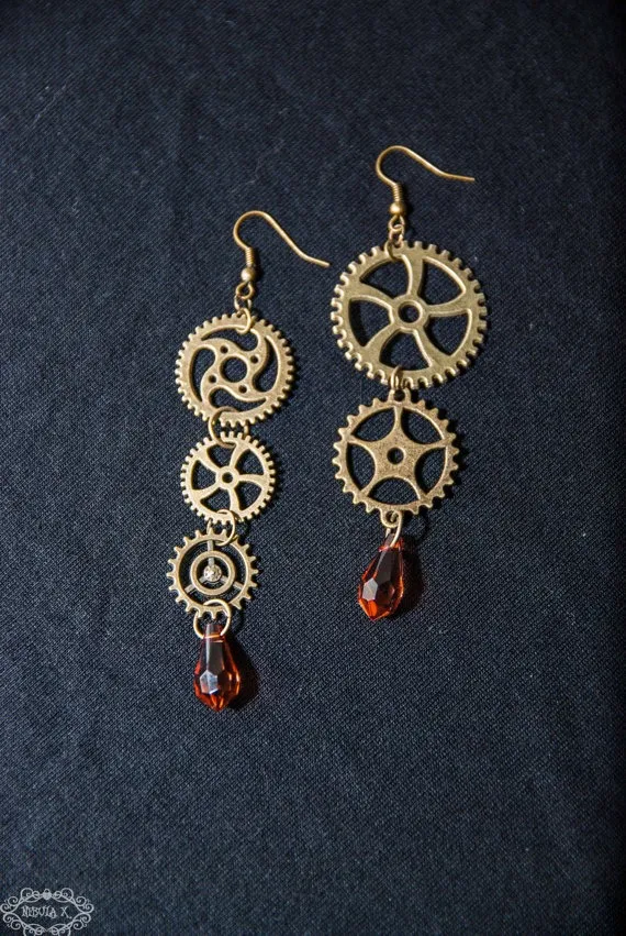 Steampunk Earrings Bronze Gear Earring by NebulaXcrafts steampunk buy now online