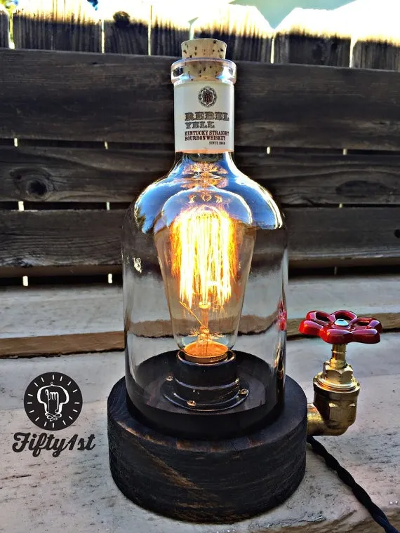 Rustic Desk lamp "Rebel", Reclaimed wood light, Industrail table lamp by Fifty1st steampunk buy now online