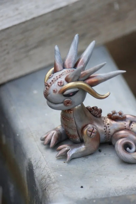 Steampunk Polymer Clay Dragon by OutvoidArts steampunk buy now online