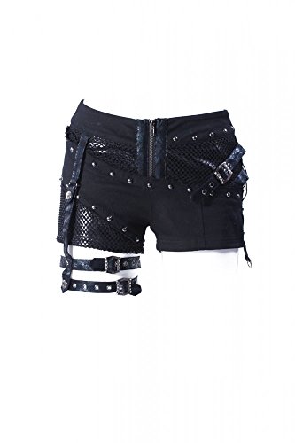 Gothic Steampunk Shorts with Studs and Buckles Black -  Black - 12 steampunk buy now online