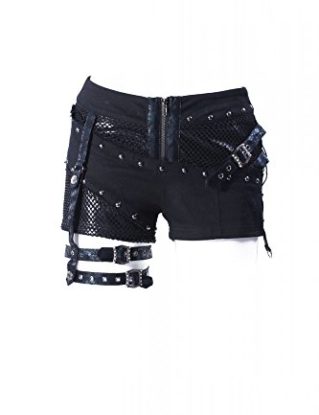 Gothic Steampunk Shorts with Studs and Buckles Black -  Black - 12 steampunk buy now online