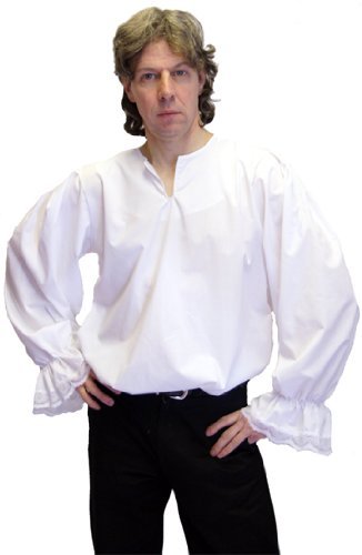 MEDIEVAL-LARP-SCA-RE ENACTMENT-ROLE PLAY-STEAMPUNK-GOTHIC-WHITE FRILL SHIRT XXL ADULT steampunk buy now online