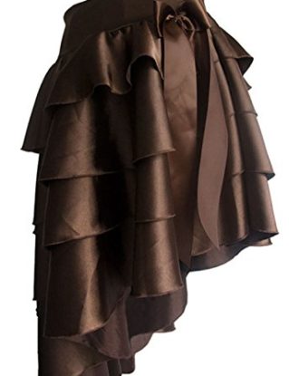 Martya Women's Lace Asymmetrical High Low Steampunk Corset Skirt Brown steampunk buy now online