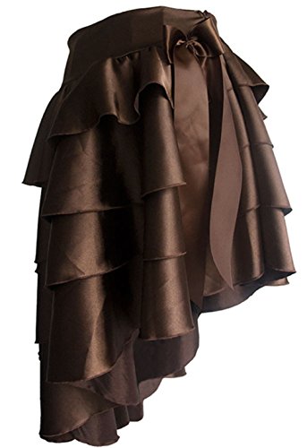 Martya Women's Lace Asymmetrical High Low Steampunk Corset Skirt Brown steampunk buy now online