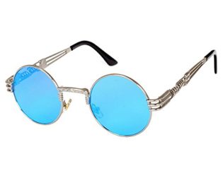 hibote Mens Womens Steampunk Sunglasses Punk Rock Round Sunglasses C11 steampunk buy now online