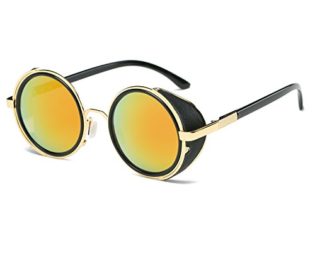 New Steampunk Sunglasses Women Round Glasses Goggles Men Side Visor Circle Lens Unisex Vintage Retro Style Punk Oculos De Sol steampunk buy now online