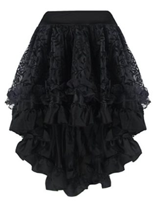 Burvogue Women's Lace Asymmetrical High Low Steampunk Corset Skirt - Size L steampunk buy now online