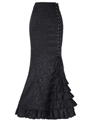 Women's Vintage Long Ruffle Thin Mermaid Steampunk Skirts Size 14 BP0204-1 steampunk buy now online