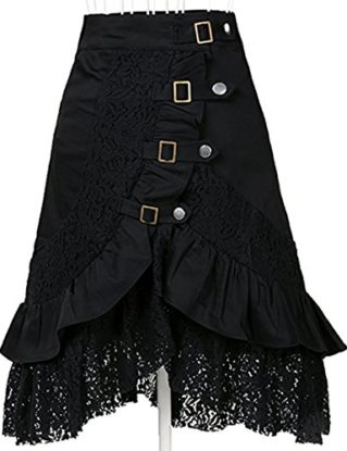 Martya Women's Gothic Steampunk Clothing Dress with Lace Asymmetrical High Low Corset Skirt steampunk buy now online