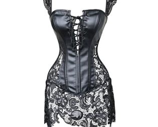 Kiwi-Rata Lady Faux Leather Lace Up Front Zipper Back Corset Goth Bustier Black Size UK 12-14 steampunk buy now online