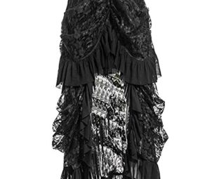 COSWE Women's Black Lace Punk Irregular Dress Steampunk Skirt Cosplay Costume (5XL) steampunk buy now online