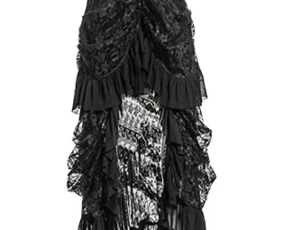 COSWE Women's Black Lace Punk Irregular Dress Steampunk Skirt Cosplay Costume (5XL) steampunk buy now online
