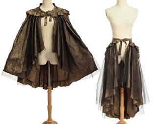Blessume Women's Vintage Gothic Steampunk Lace Chiffon Brocade Skirts Cape Flounce Bustle Multi-colored, One size steampunk buy now online