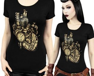 Mechanical heart steampunk T-shirt size S steampunk buy now online