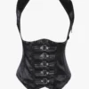 Black Buckle Cotton Blend Women's Steampunk Corset steampunk buy now online Black Buckle Cotton Blend Women's Steampunk Corset steampunk buy now online