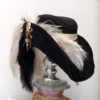 Black leather Steampunk skull & crosshones Cavalier musketeer hat by Blackpin steampunk buy now online
