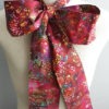 Upcycled Clothing Mad Hatter Bow Tie, Alice in Wonderland, Burgundy Cotton Rainbow Batik Print Costume Accessory by enduredesigns steampunk buy now online