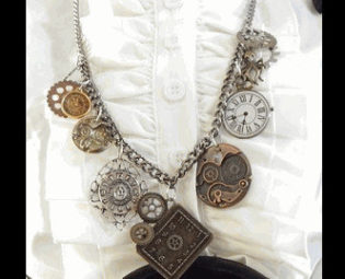 Ready to ship STEAMPUNK NECKLACE with Charms. 36" long CHAIN for costume cosplay Halloween. by MajesticVelvets steampunk buy now online