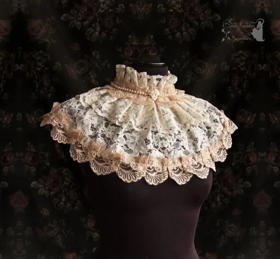 Shoulder piece, bridal lace, wedding gown cover up, Victorian, Art nouveau, Maeror, Somnia Romantica, See item details for measurements by SomniaRomantica steampunk buy now online