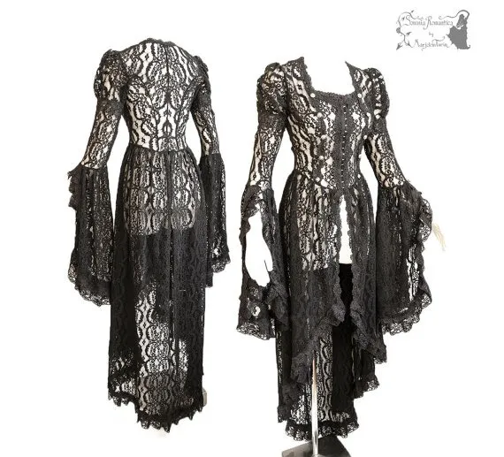 Victorian waistcoat, Steampunk cardigan, gothic, black lace, Somnia Romantica, approx small - medium, see item details for measurements by SomniaRomantica steampunk buy now online