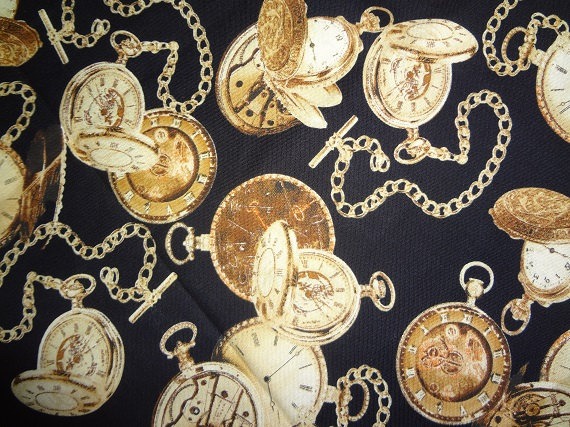 Fabric/ Steampunk/ Pocket Watch/ 1 yard by CorsetsforGeeks steampunk buy now online