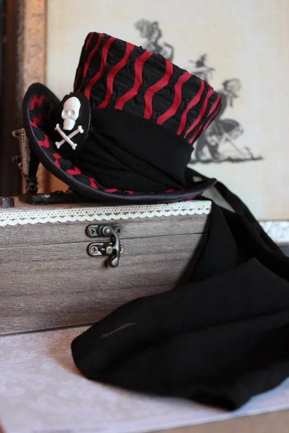 Black and Red Pirate Miniature Top Hat by Northwic steampunk buy now online