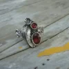 Garnet flower ring sterling silver alternative steampunk gothic art nouveau victorian flower rockabilly by youareoutthere steampunk buy now online