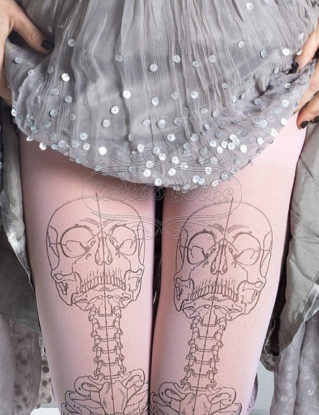 ON SALE/// Skeleton tattoo tights, medical anatomy illustration black and light pink full length printed tights, pantyhose, nylons, tat by tattoosocks steampunk buy now online