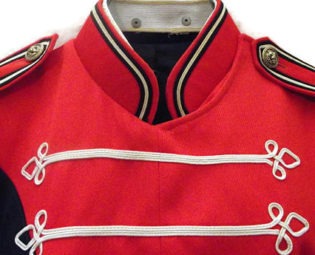VTG Marching Band Uniform/Vintage Red W/Black Musical Band Jacket/Double-Breasted WWhite Accents/Circus Steampunk Burning Man Festival Sz M by 486Jamestown steampunk buy now online