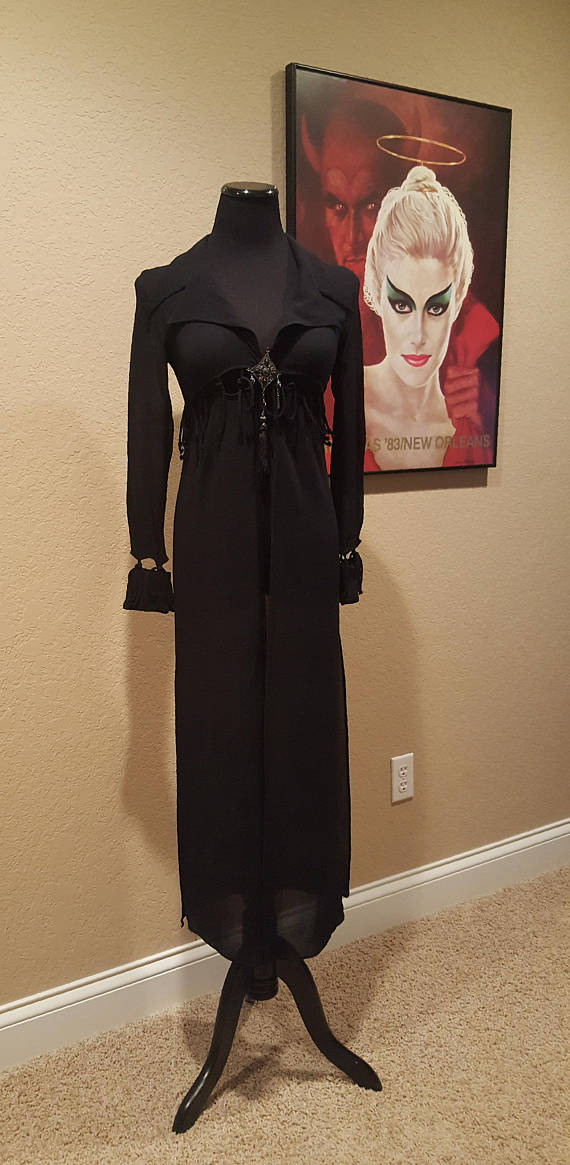 Vintage Annie Reva Long Sheer Black Jacket Riding Coat Size Small ~~ Boho, Retro, Steampunk, Goth, Burlesque, Gypsy, Stevie Nicks, Prince by Retrowench steampunk buy now online
