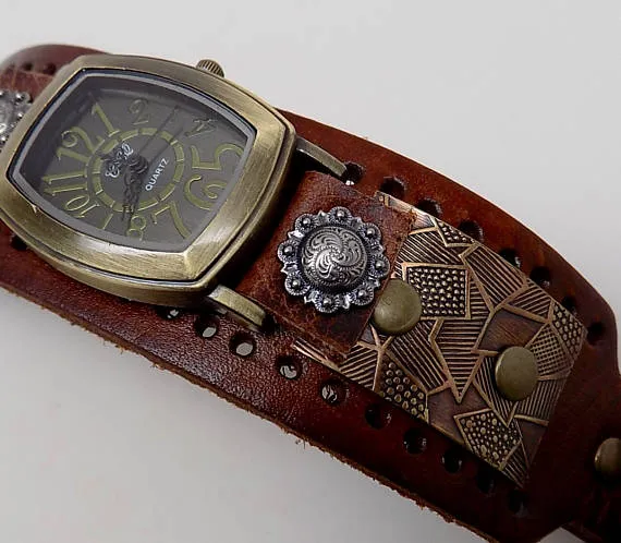 Women watch. wrist watch. leather cuff watch.steampunk watch by slotzkin steampunk buy now online
