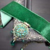 Wide Velvet Choker, Flower Pendant Necklace, Green Velvet Choker, Steampunk Choker, Victorian, Cosplay, Boho, Gypsy, Floral, Medallion, OOAK by GabSevenArt steampunk buy now online
