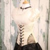 Waist 36-38 Ivory Faux Leather Wench Corset with Hipster Patch by damselinthisdress steampunk buy now online