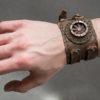 Rusted Dystopian Bracelet - Steampunk Post Apocalyptic Leather Cuff - Industrial Men's Leather Bracelet by WastedCouture steampunk buy now online