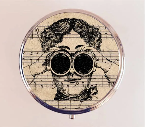 Steampunk Binoculars Pill Box Case Pillbox Holder Trinket Box Victorian Woman Sheet Music by fringepop steampunk buy now online