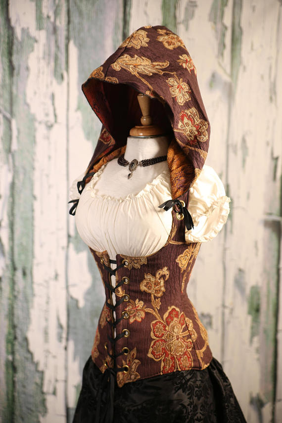 Waist 35-37 Antique Purple Paisley Hooded Vixen by damselinthisdress steampunk buy now online