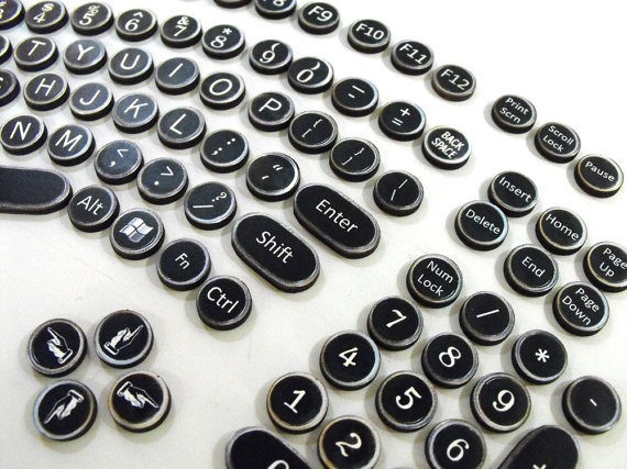 Steampunk Keyboard Set - Wood Typewriter Keys replicating Modern Keyboard by porkchopshow steampunk buy now online