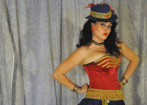 Steampunk Wonder Woman Cosplay Costume: Ready to Wear Corset and Bustle Skirt only. by OpenPandorasCloset steampunk buy now online
