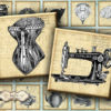 Vintage Stamps - Steampunk - 1 x 1 inch - square images - magnet - pendant - printable images - vintage illustration - digital collage sheet by LuluDesignArt steampunk buy now online