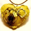 Big heart pendant, Steampunk jewelry handmade necklace "The Wounded Heart", hand-sewn genuine caramel colored leather, spring, watch dials by EmilySteampunk steampunk buy now online Big heart pendant, Steampunk jewelry handmade necklace "The Wounded Heart", hand-sewn genuine caramel colored leather, spring, watch dials by EmilySteampunk steampunk buy now online